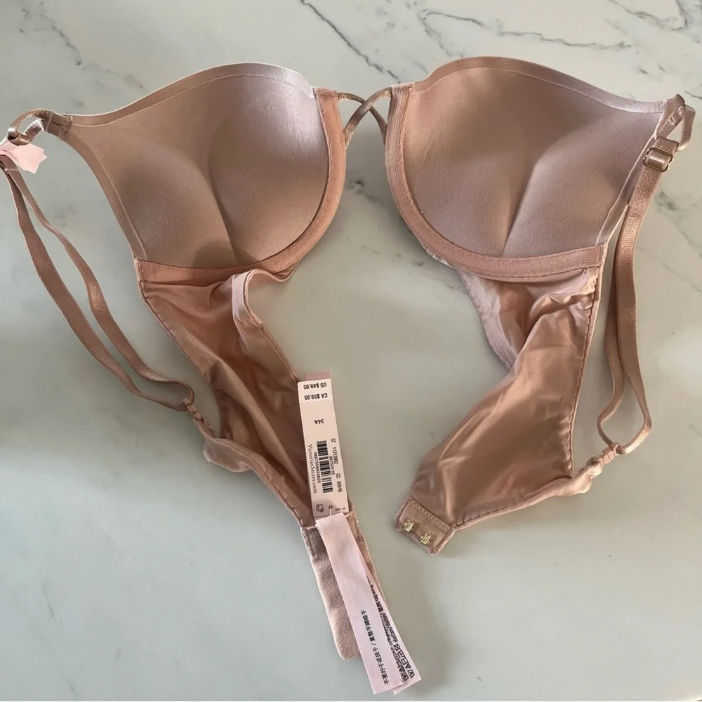 NWT Victoria's Secret Bombshell Push Up Bra 34A Beige Add 2 Cup Sizes - Picture 3 of 6